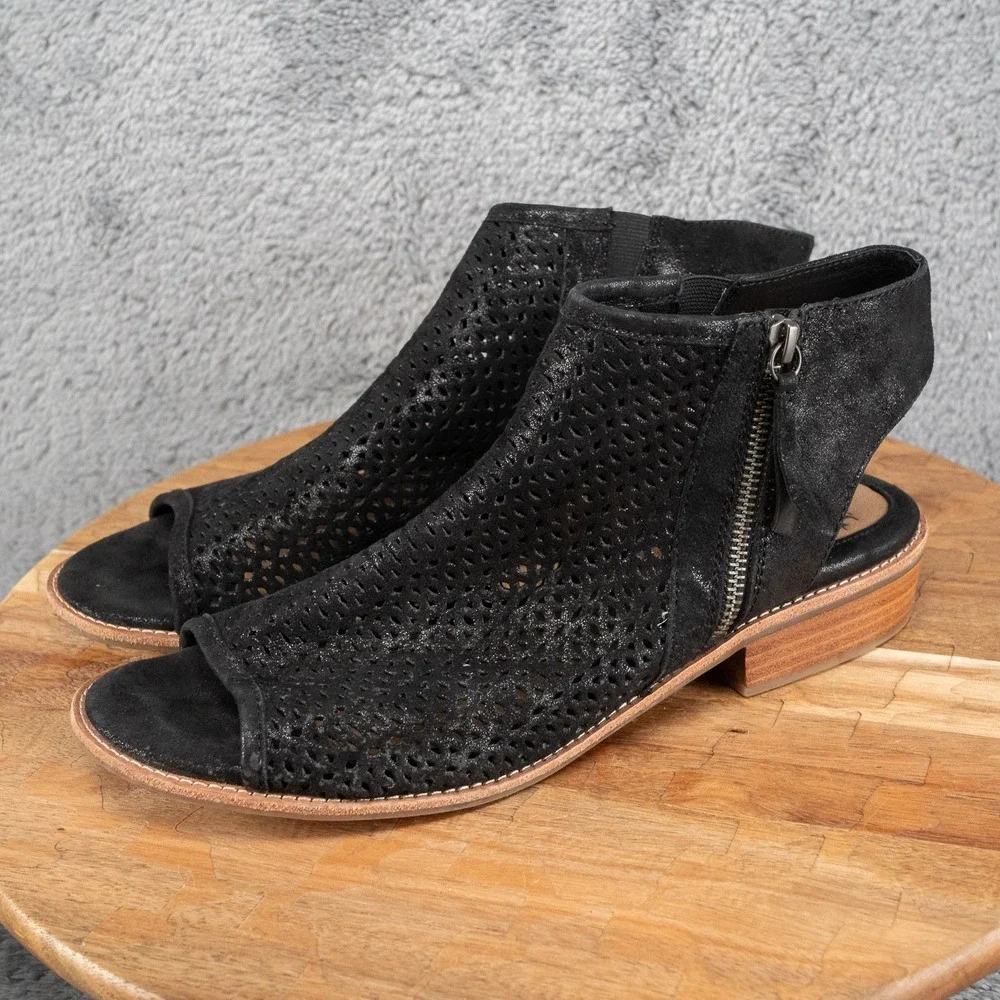 Sofft Nalda Black Leather Open Toe Block Heel Booties‎ Sandals Women's Size 11M